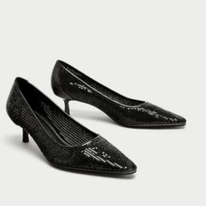 Zara Black Metal Mesh Pumps